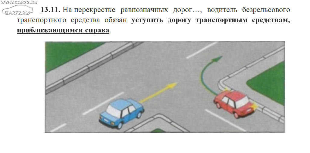 Проезд равнозначных перекрестков в картинках
