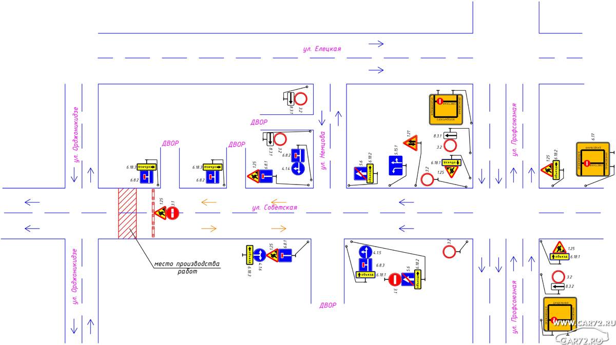 Схема на период производства работ. Схема организации дорожного движения производства дорожных работ. Схема организации дорожного движения на период производства работ. Схема организации дорожного движения дворовой территории. Схема Одд с объездом.
