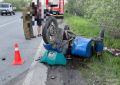 БМВ и мотоцикл УРАЛ перевернулись после ДТП.