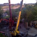 Вот так выглядит сейчас стройка нового моста. Уже идет установка опор: