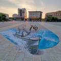 Новые асфальтовые 3D граффити на площади 400-летия Тюмени.