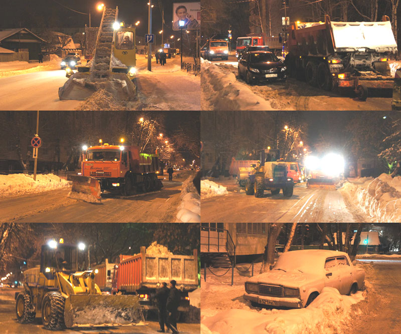 Фото с ночной уборки снега