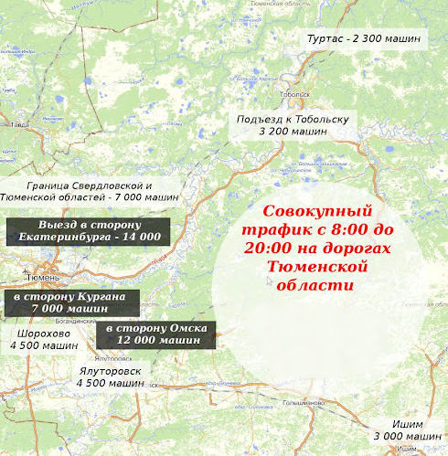 трафик на дорогах Тюменской области